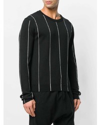 Pull à col rond à rayures verticales noir et blanc Haider Ackermann