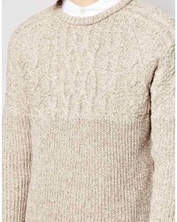 Pull à col rond beige Asos