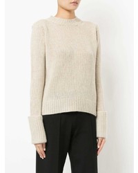 Pull à col rond beige The Row