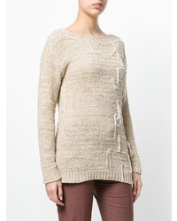 Pull à col rond beige Fabiana Filippi