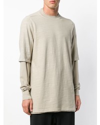 Pull à col rond beige Rick Owens DRKSHDW