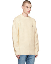Pull à col rond beige Fred Perry