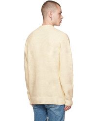 Pull à col rond beige Fred Perry