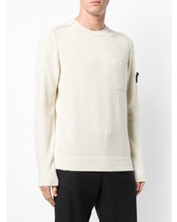 Pull à col rond beige Stone Island