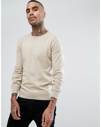 Pull à col rond beige