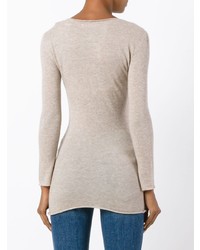 Pull à col rond beige Liska