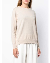 Pull à col rond beige Agnona