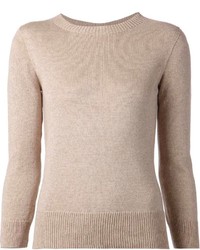 Pull à col rond beige The Row