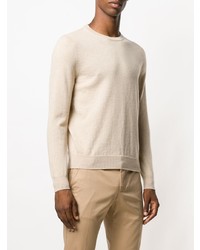 Pull à col rond beige Entre Amis