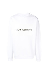 Pull à col rond blanc Calvin Klein Jeans Est. 1978