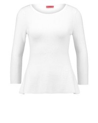 Pull à col rond blanc Hugo Boss