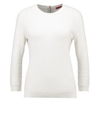 Pull à col rond blanc Hugo Boss