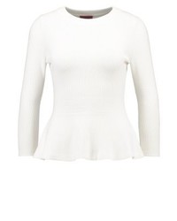 Pull à col rond blanc Hugo Boss