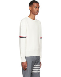 Pull à col rond blanc Thom Browne