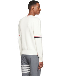 Pull à col rond blanc Thom Browne