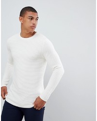 Pull à col rond blanc Selected Homme