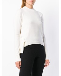 Pull à col rond blanc Cashmere In Love