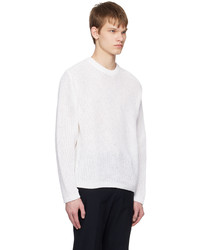 Pull à col rond blanc Solid Homme