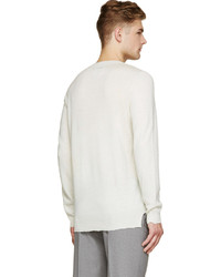 Pull à col rond blanc Maison Margiela