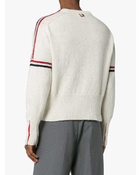 Pull à col rond blanc Thom Browne