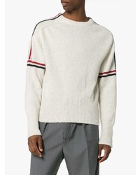 Pull à col rond blanc Thom Browne