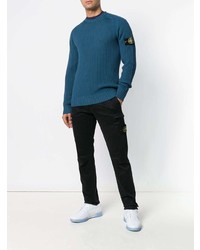 Pull à col rond bleu canard Stone Island