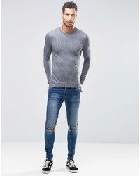 Pull à col rond bleu clair Asos