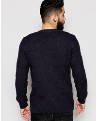 Pull à col rond bleu marine Asos