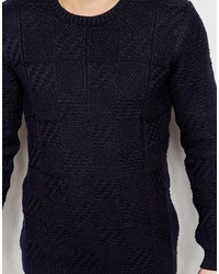 Pull à col rond bleu marine Asos