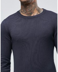 Pull à col rond bleu marine Asos