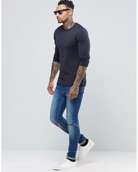 Pull à col rond bleu marine Asos