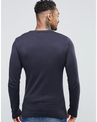 Pull à col rond bleu marine Asos