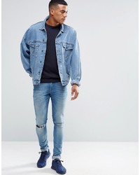 Pull à col rond bleu marine Asos