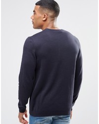 Pull à col rond bleu marine Asos