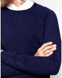 Pull à col rond bleu marine Asos