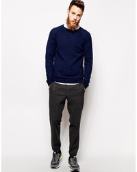 Pull à col rond bleu marine Asos