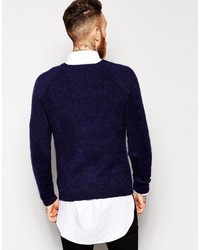 Pull à col rond bleu marine Asos