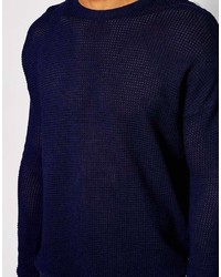 Pull à col rond bleu marine Asos