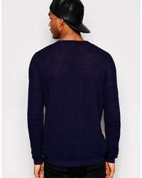 Pull à col rond bleu marine Asos