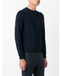 Pull à col rond bleu marine Zanone