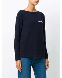 Pull à col rond bleu marine Fay