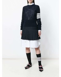 Pull à col rond bleu marine Thom Browne