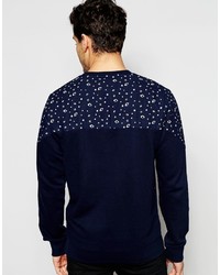 Pull à col rond bleu marine Hugo