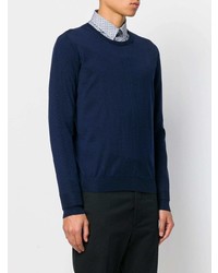 Pull à col rond bleu marine Bottega Veneta