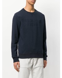 Pull à col rond bleu marine Woolrich