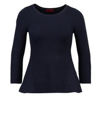 Pull à col rond bleu marine Hugo Boss