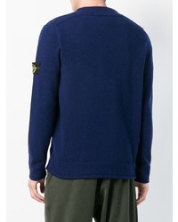 Pull à col rond bleu marine Stone Island