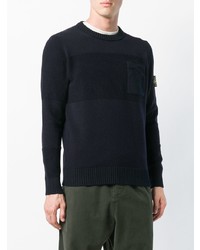 Pull à col rond bleu marine Stone Island