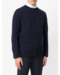 Pull à col rond bleu marine Jil Sander