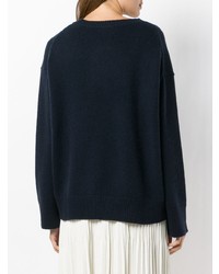 Pull à col rond bleu marine Sminfinity